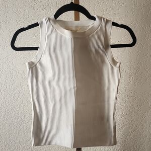 Elegant Cream Ribbed Crop Top